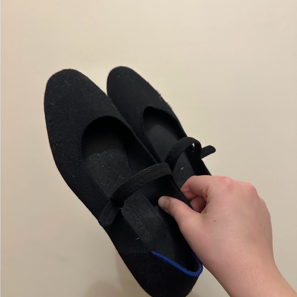 Rothy’s Square Toe Mary Jane Black Ballet Flats 10.5